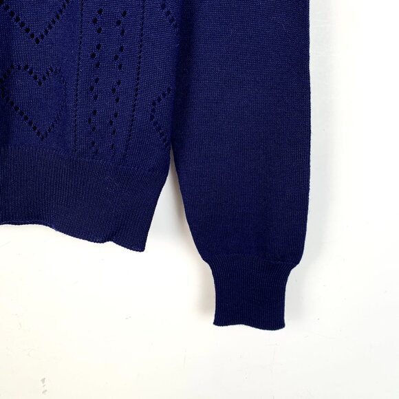 Miu Miu Womens Dark Blue Virgin Wool Heart Pattern Long Sleeve Sweater Size 36 X - Picture 4 of 8
